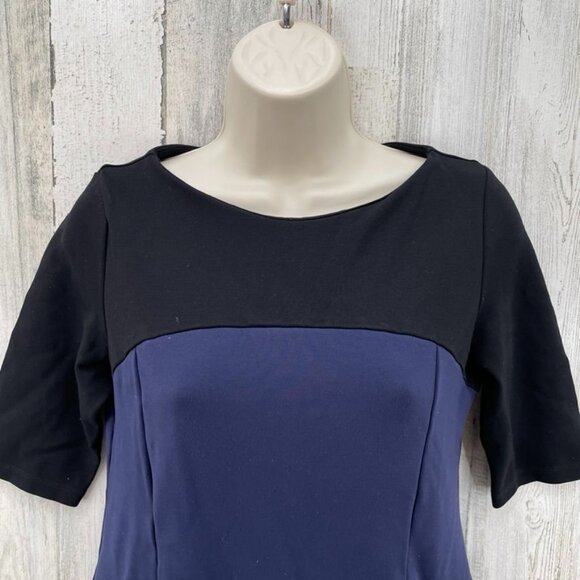 Betabrand Dress Womens Small Blue Black Colorblock‎ Zip Pockets Rayon Nylon - Picture 2 of 8